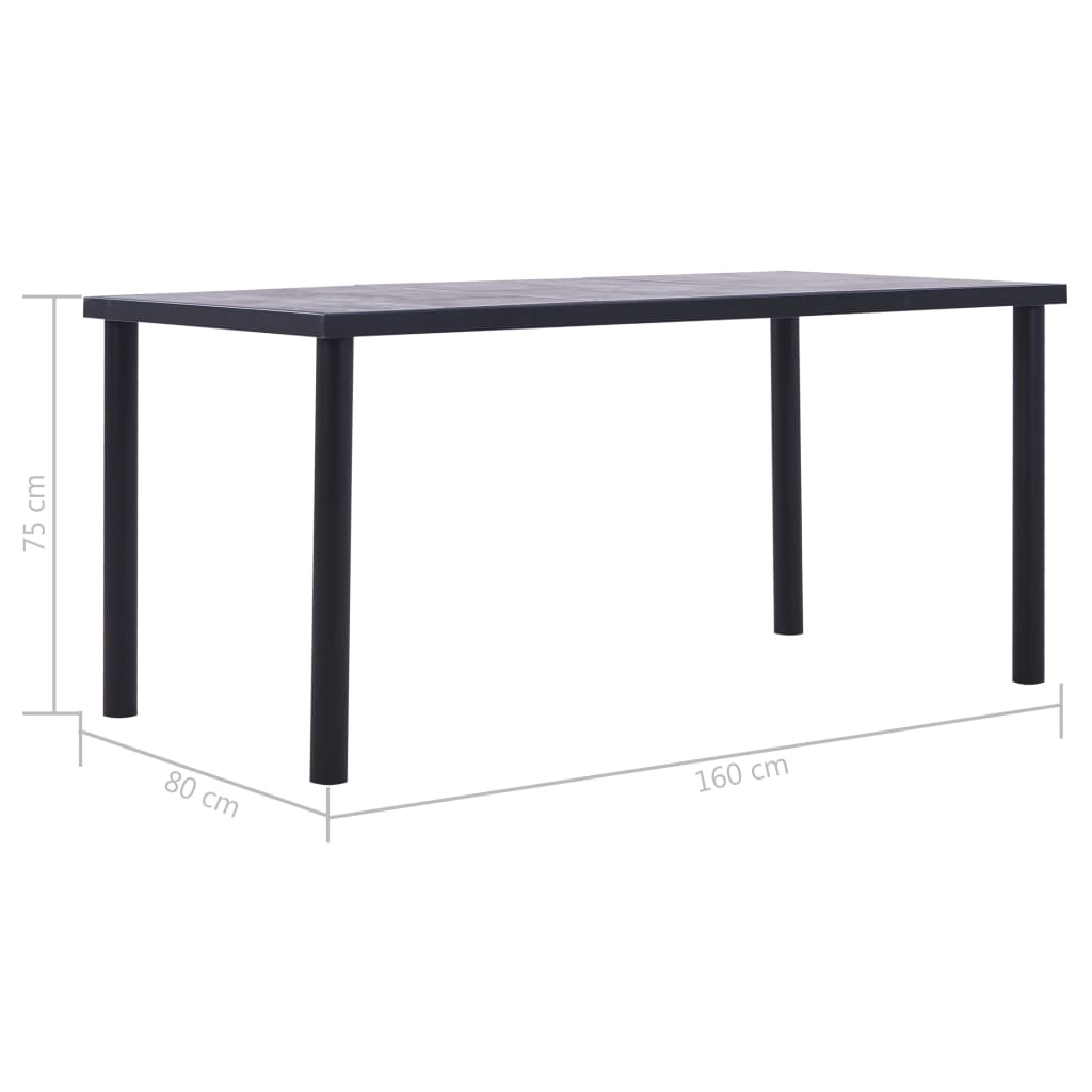 Esstisch Schwarz und Betongrau 120 x 60 x 75 cm MDF