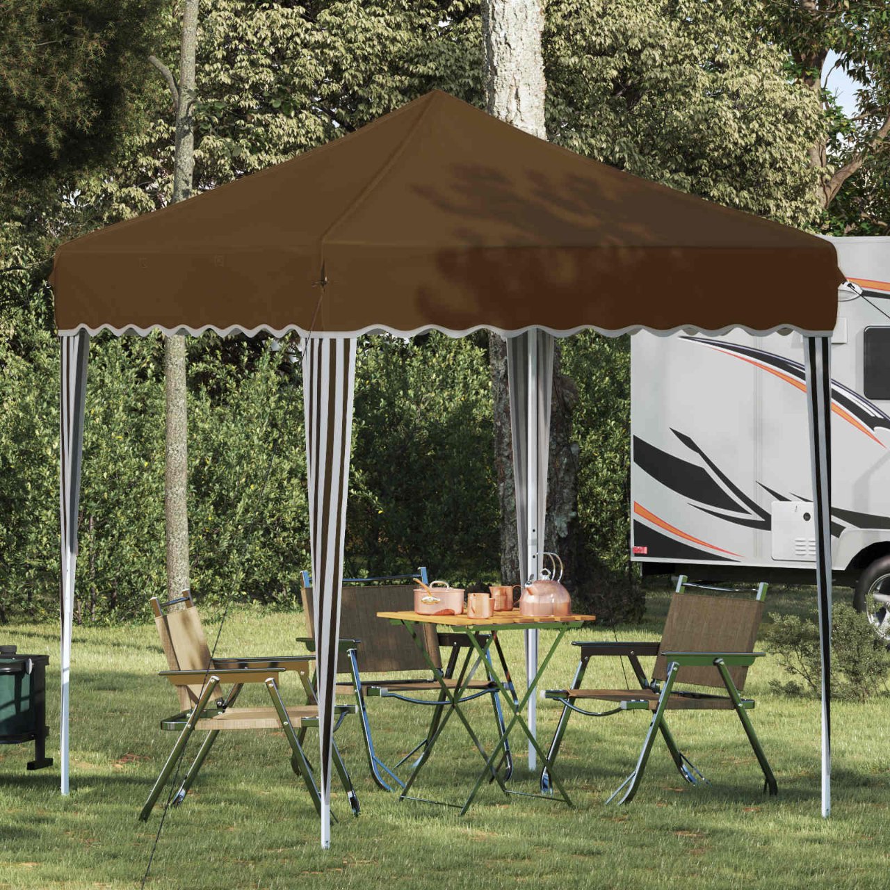 Pop-up Partyzelt 195 x 195 x 245 cm Creme Oxford-Stoff