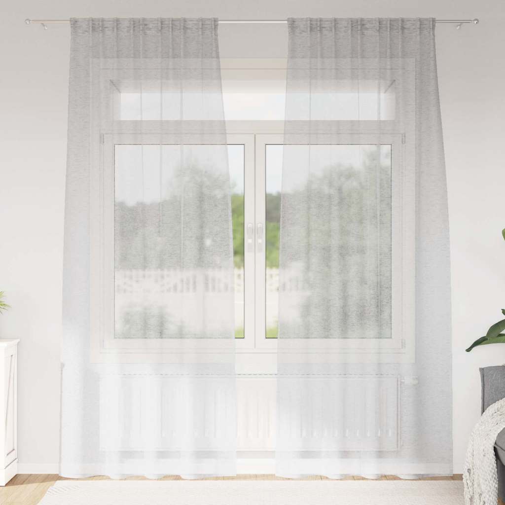 Voile-Vorhang mit Vorhängen 2 pcs Weiß 140 x 140 cm Polyester
