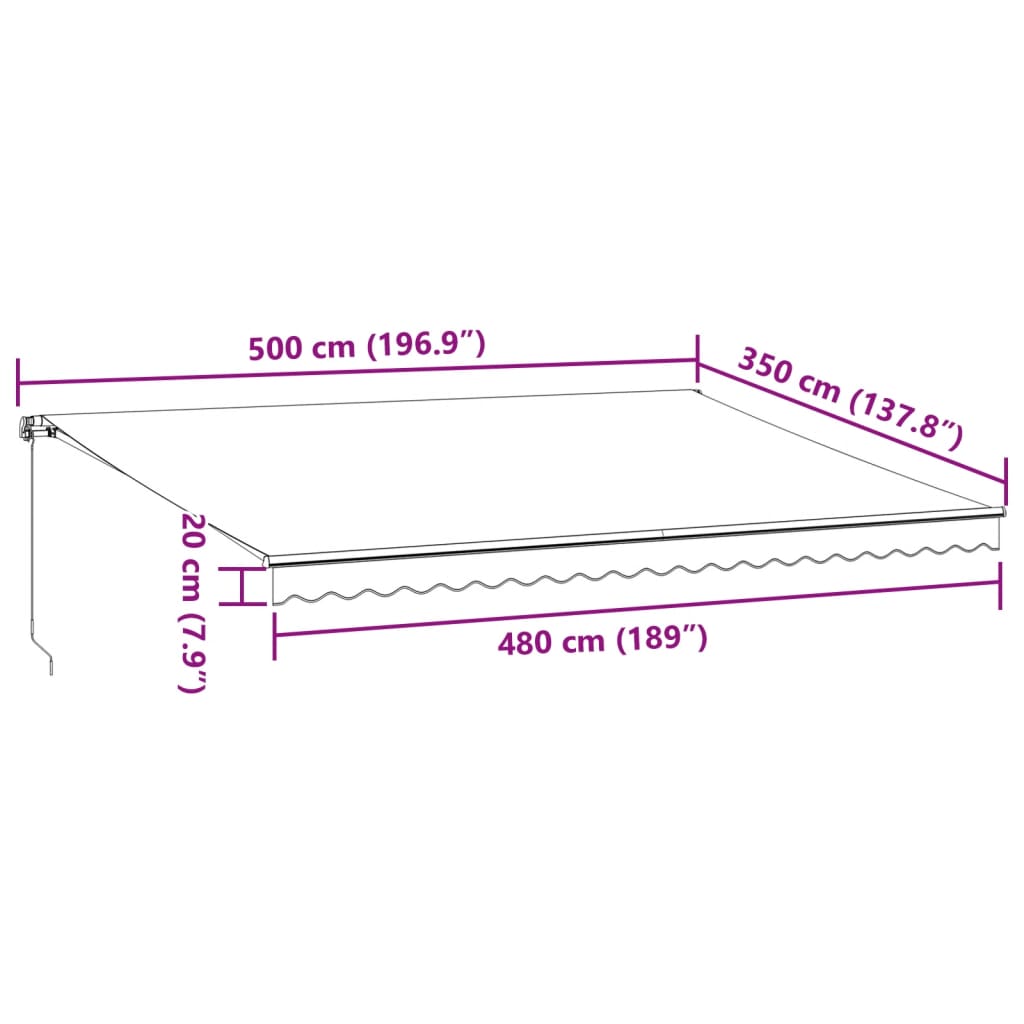 Markise Manuell Einziehbar mit LED 300x250 cm Blau und Weiß