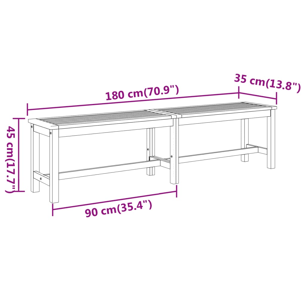 Gartenbank 110x35x45 cm Massivholz Akazie