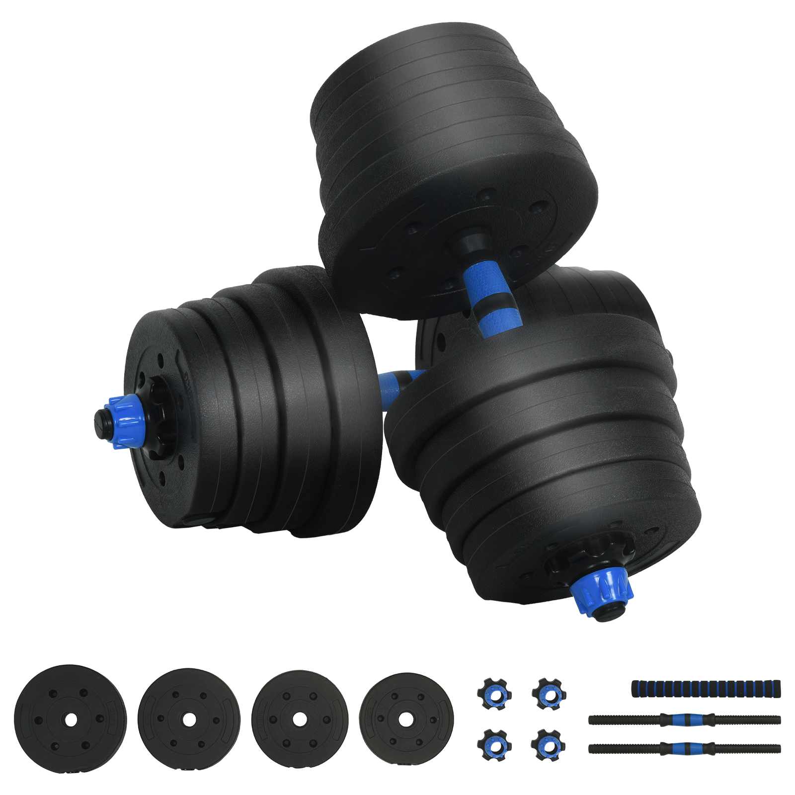 2-in-1 Hantelset 40kg Schwarz und Rot Zement und Eisensand