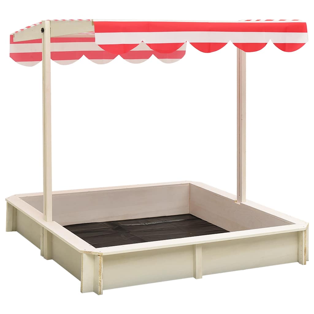 Sandkasten mit Verstellbarem Dach Tannenholz 115x115x115 cm