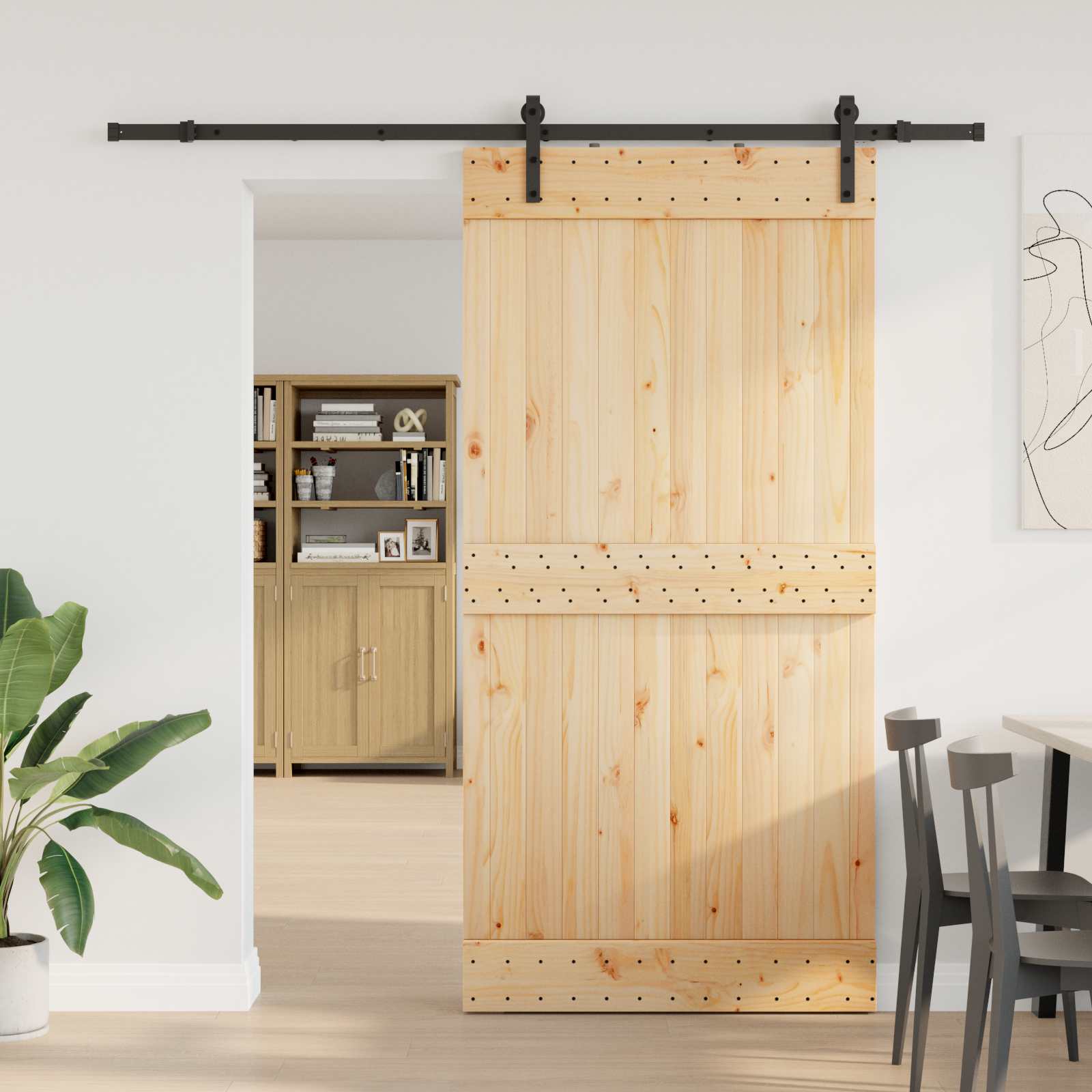 Schiebetür NARVIK Natürlich und Schwarz 70 x 210 cm (152,5 cm)