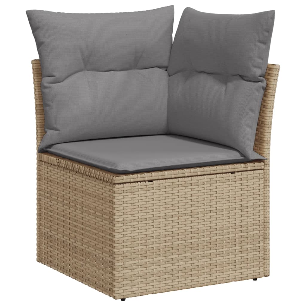 10-tlg. Garten-Sofagarnitur mit Kissen Schwarz Poly Rattan