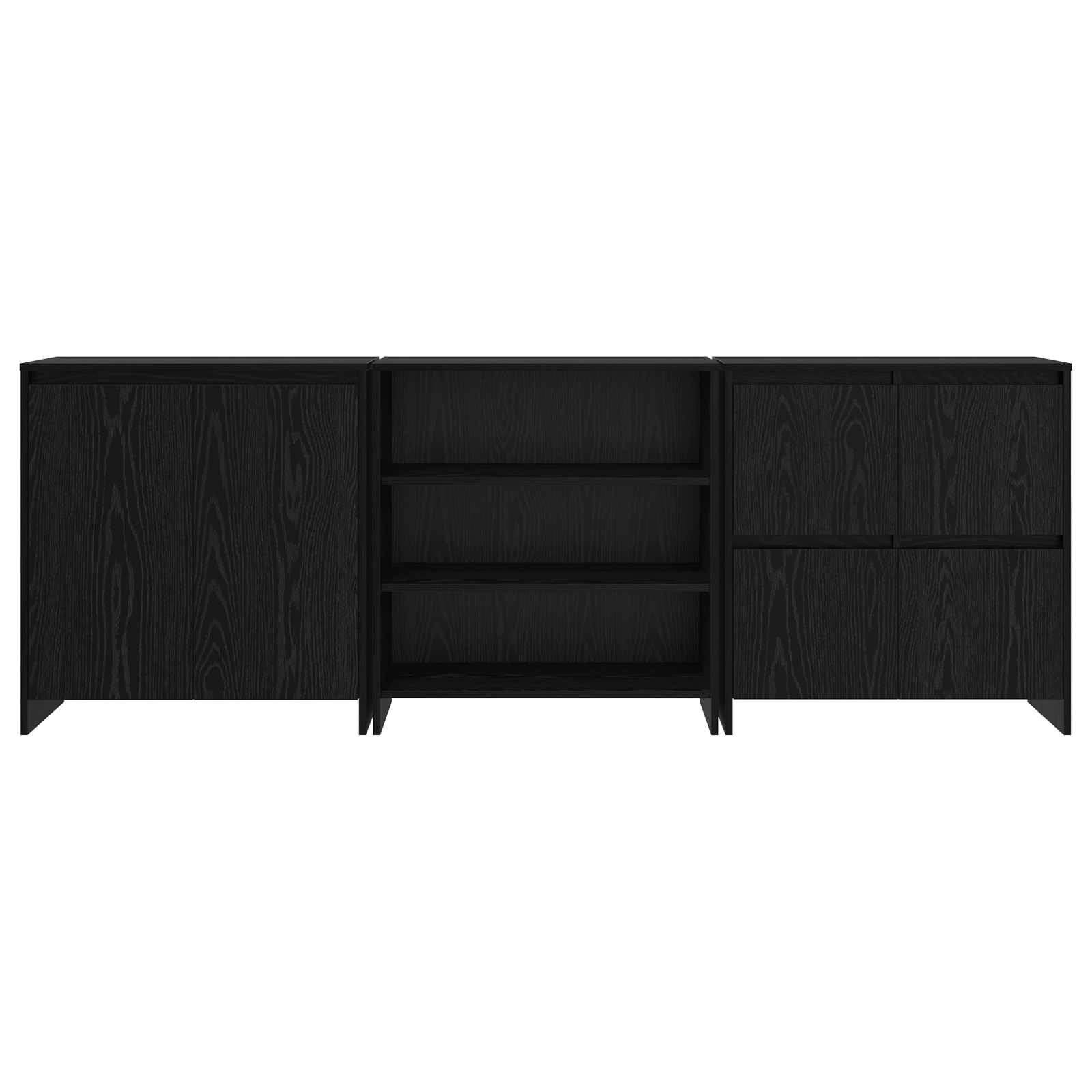 3-tlg. Sideboard Weiß Holzwerkstoff