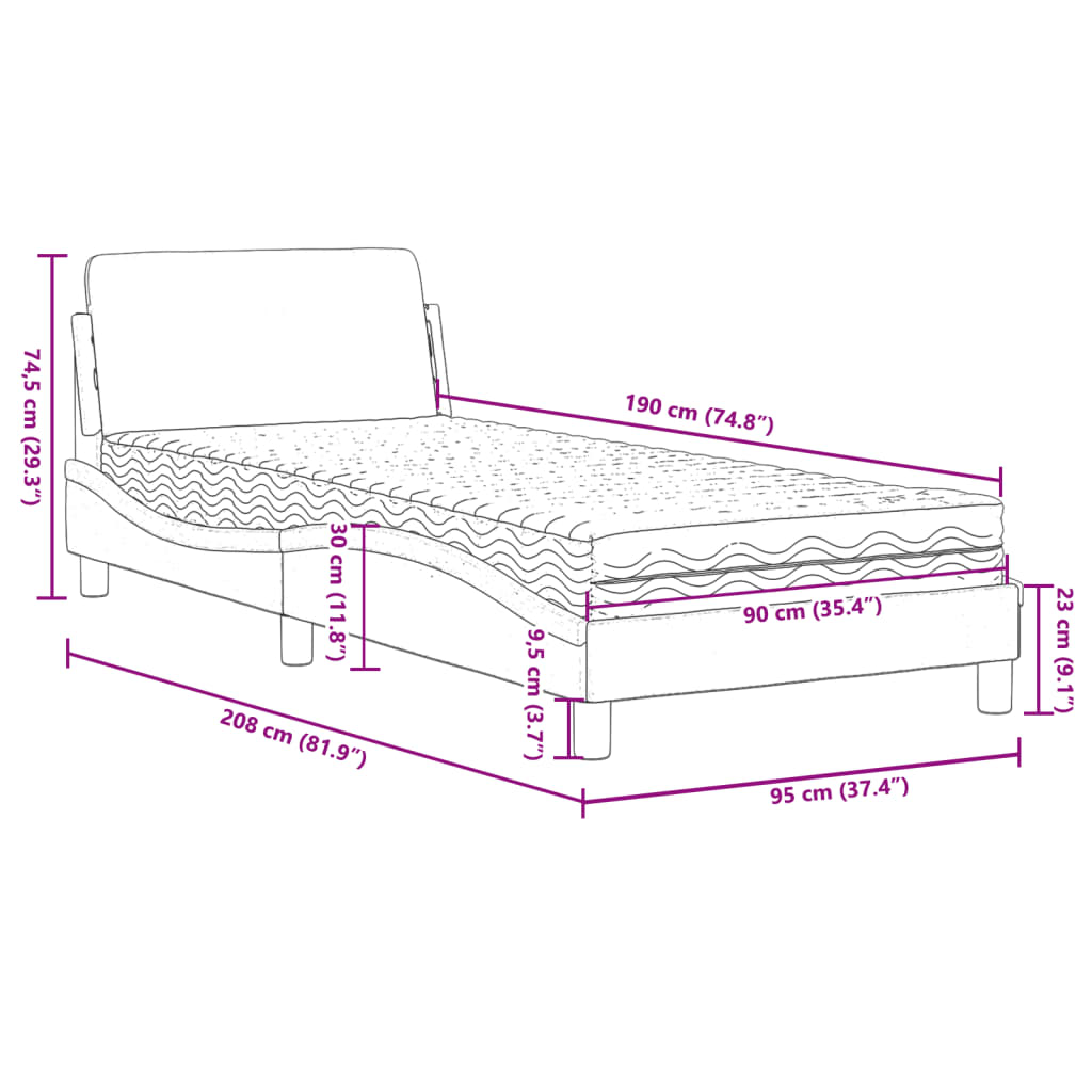Bett mit Matratze "Dover" Schwarz 80x200 cm Kunstleder