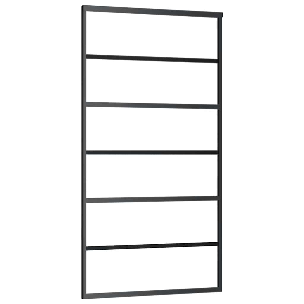 Schiebetür mit Beschlag Schwarz 76x205 cm ESG-Glas
