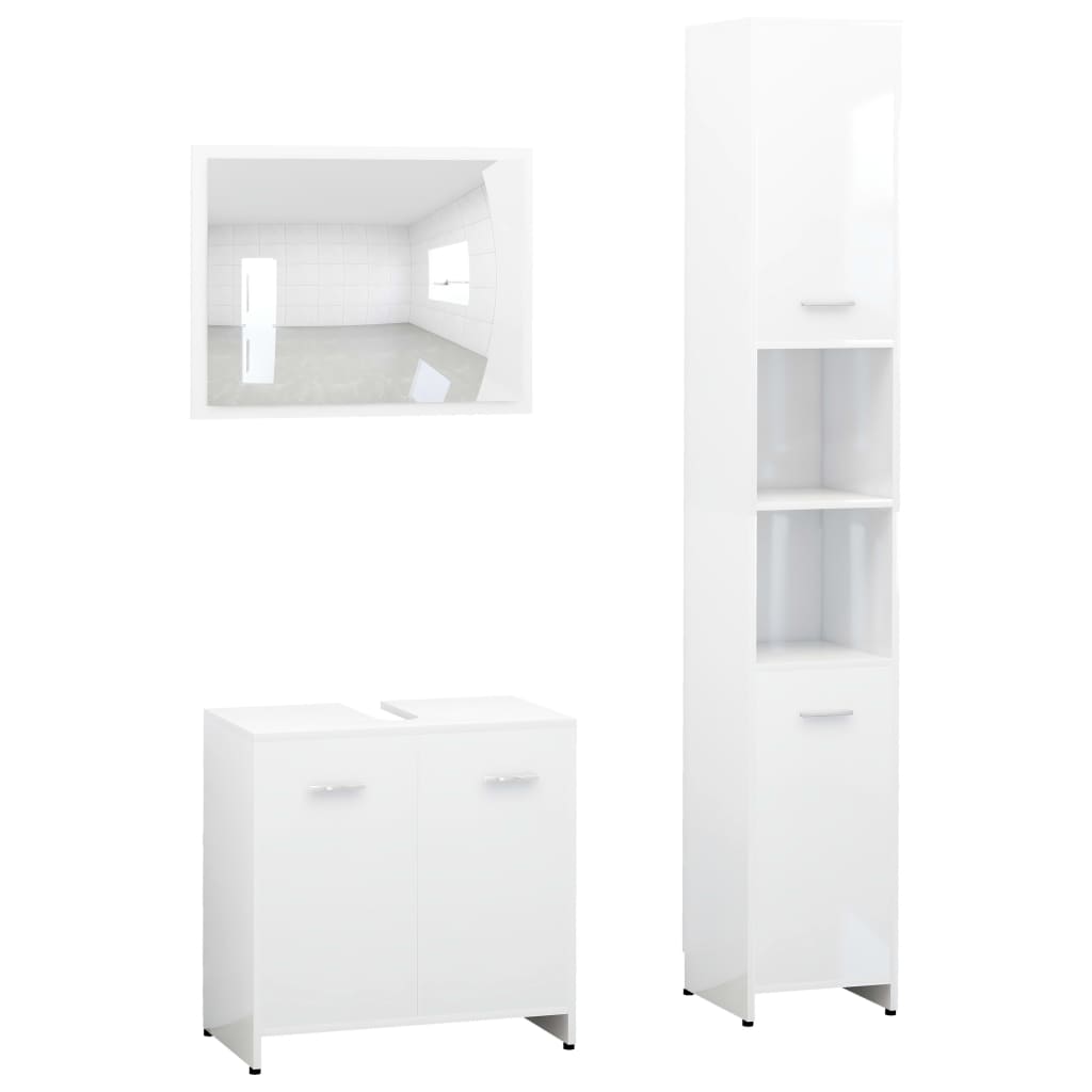 3-tlg. Badmöbel-Set Räuchereiche Holzwerkstoff