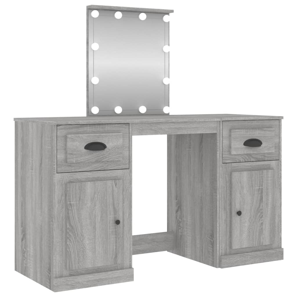 Schminktisch mit LED-Leuchten Sonoma-Eiche 130x50x132,5 cm