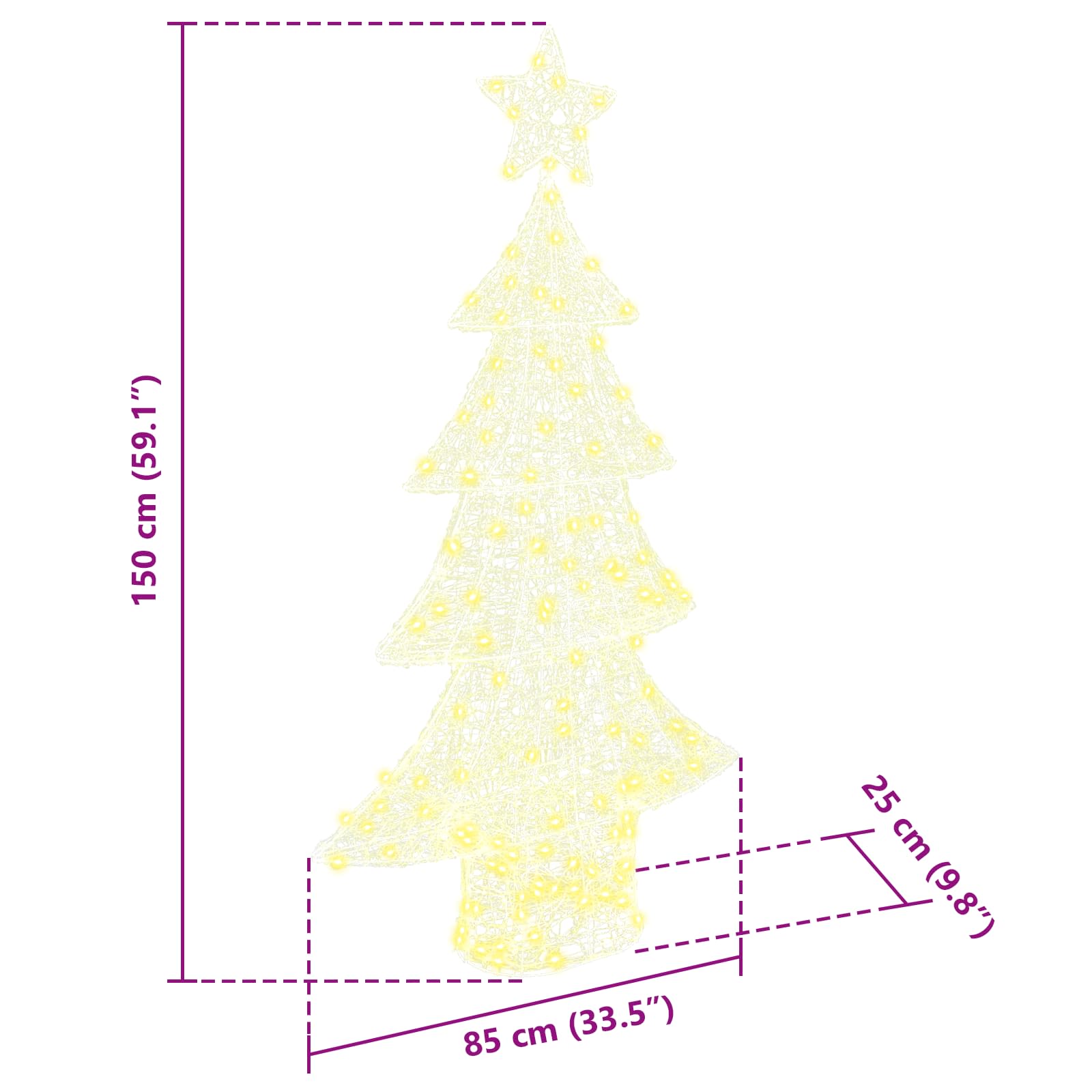 Weihnachtsbaum mit 100 LEDs Warmweiß 120 cm Acryl