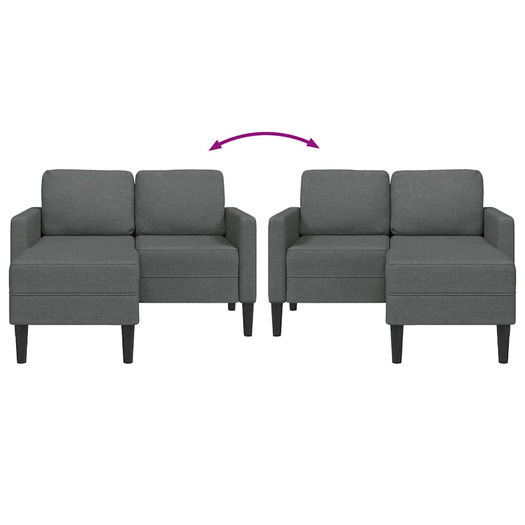 2-Sitzer-Sofa mit Chaiselongue L-Form Hellgrau 125 cm Stoff