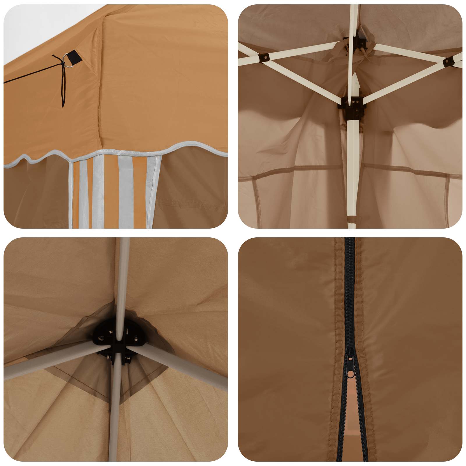 Pop-up Partyzelt 288 x 288 x 245 cm Creme Oxford-Stoff