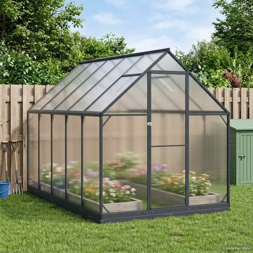 Garten Gewächshaus mit Tür Anthrazit 183,5 x 183,5 x 207 cm
