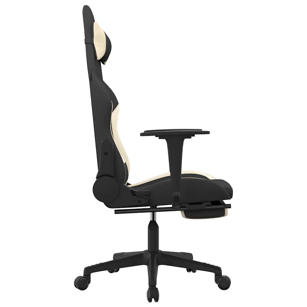 Gaming-Stuhl mit Massagefunktion Schwarz und Creme Stoff