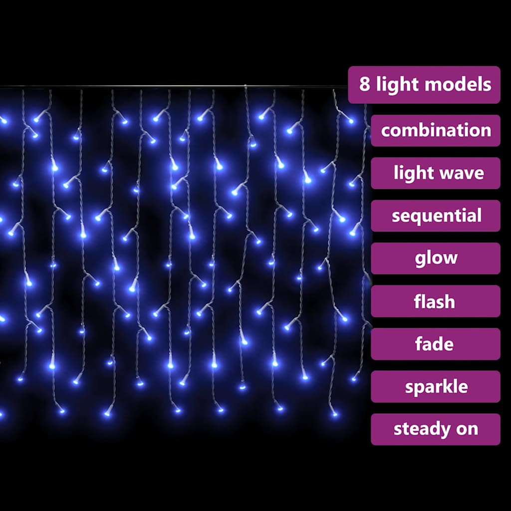 Lichtervorhang LED Eiszapfen 10 m 400 LED Warmweiß 8 Funktionen