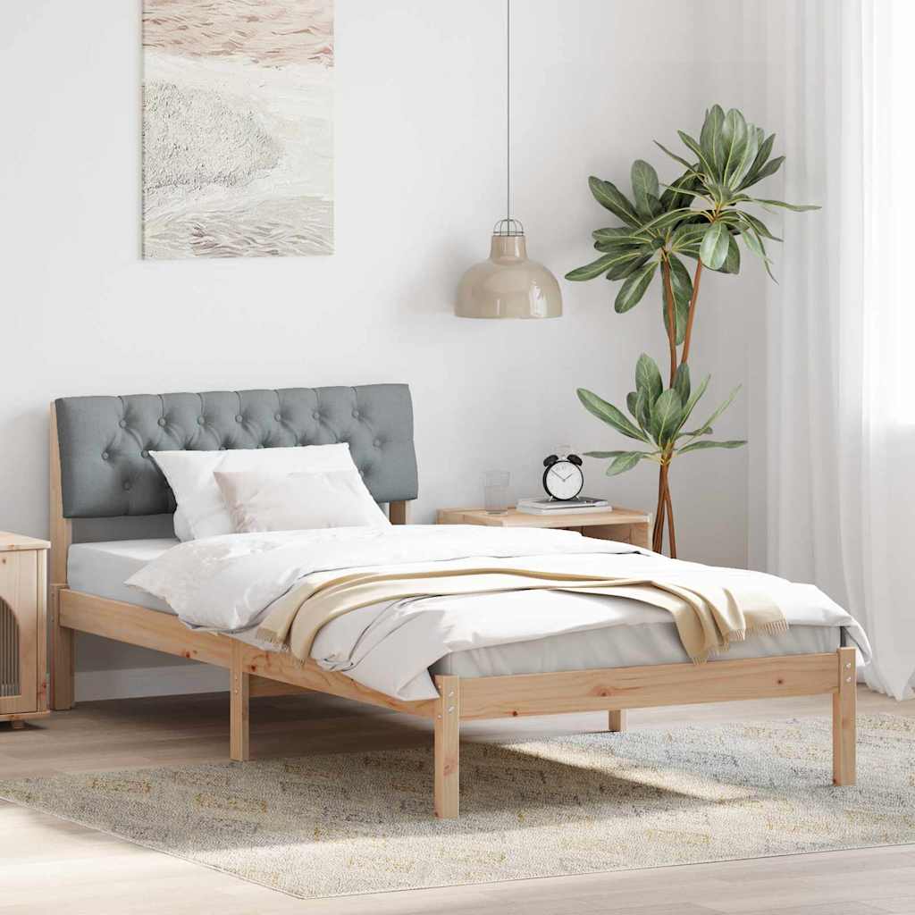 Bettgestell Braun und hellgrau 200 x 200 cm Massivholz Kiefer