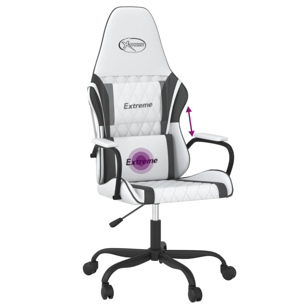 Gaming-Stuhl mit Massagefunktion Schwarz und Blau Kunstleder
