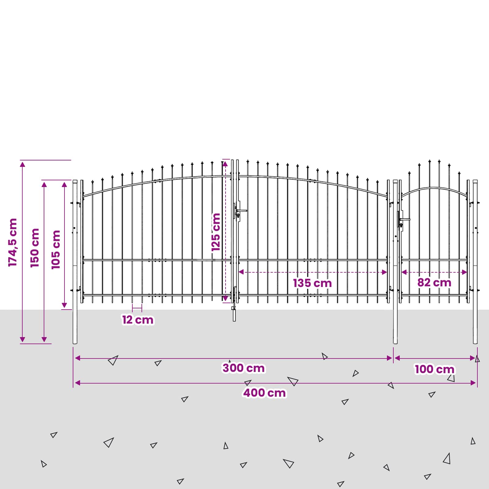 Gartentor Woerden Stahl 1x4 m Schwarz