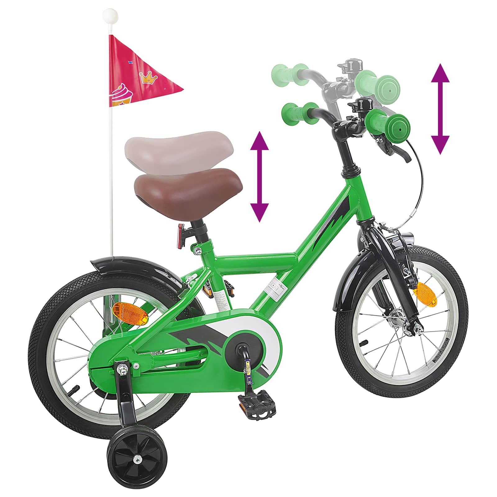 Kinderfahrrad 12 Zoll für 2-4 Jahre alt Schwarz
