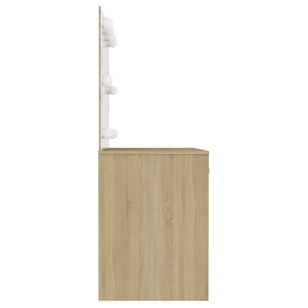 Schminktisch mit LED-Beleuchtung 110x55x145 cm MDF Grau