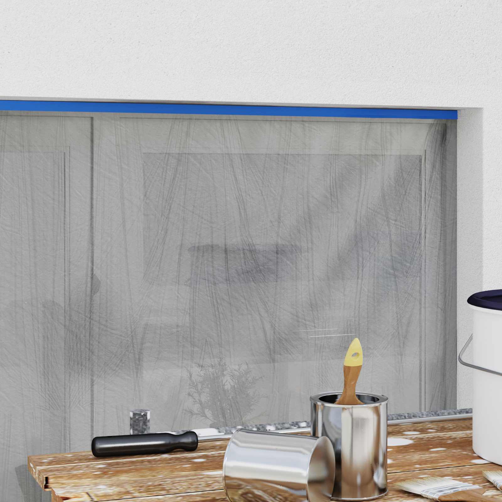 Abdeckfolie mit Klebeband 6 pcs Transparent und Blau