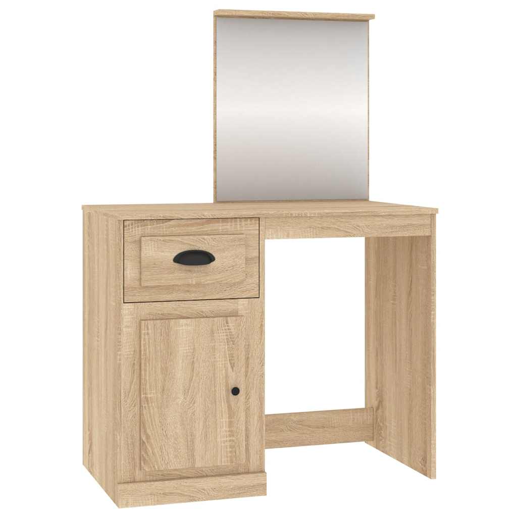 Schminktisch mit Spiegel Weiß 90x50x132,5 cm Holzwerkstoff