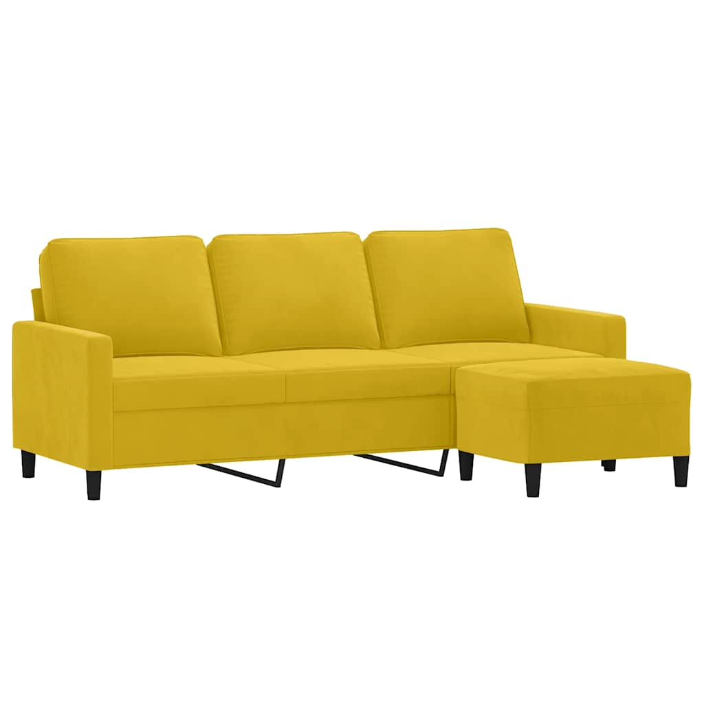 3-Sitzer-Sofa mit Hocker Rosa 180 cm Samt