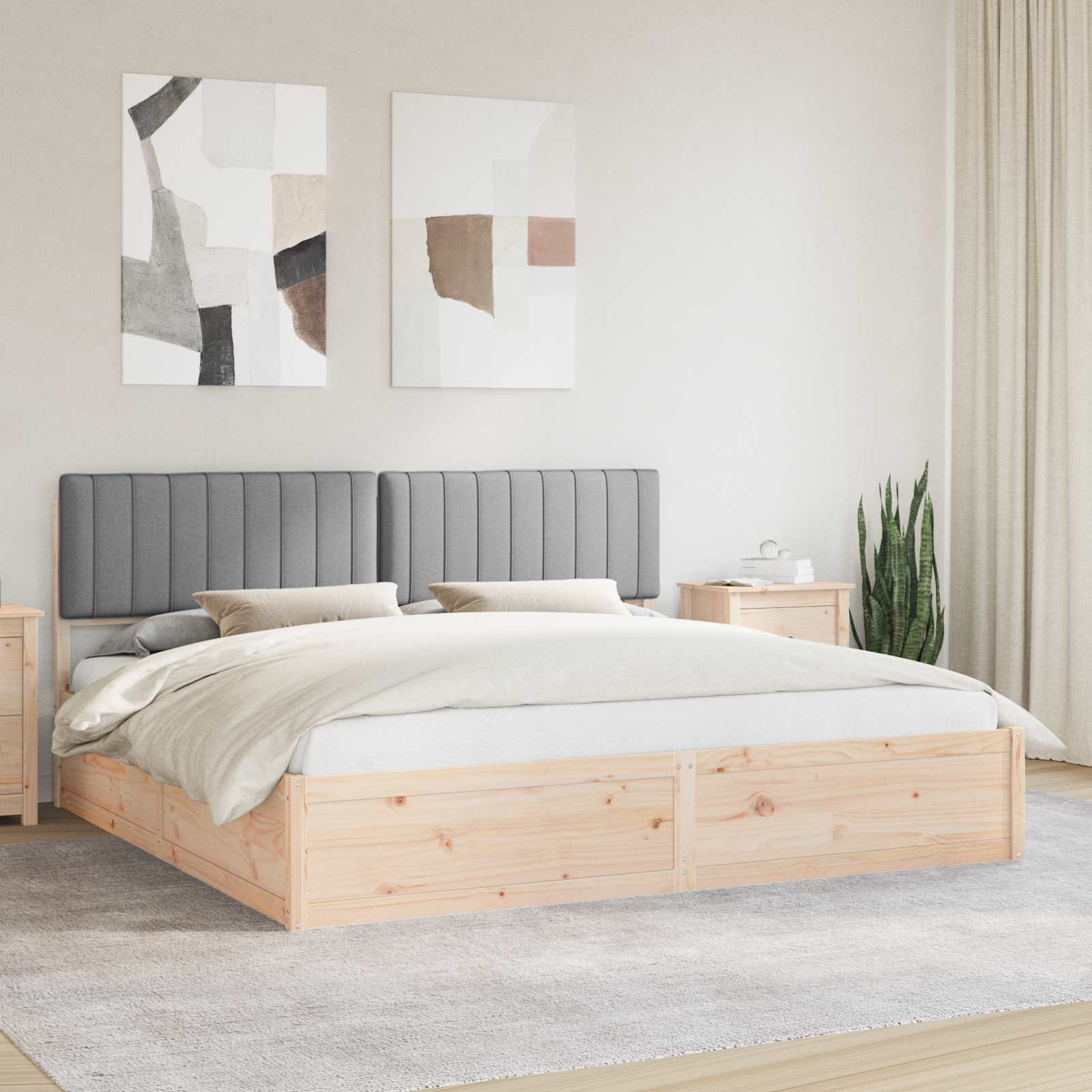 Bettgestell mit gepolstertem Kopfteil Hellgrau 200 x 200 cm
