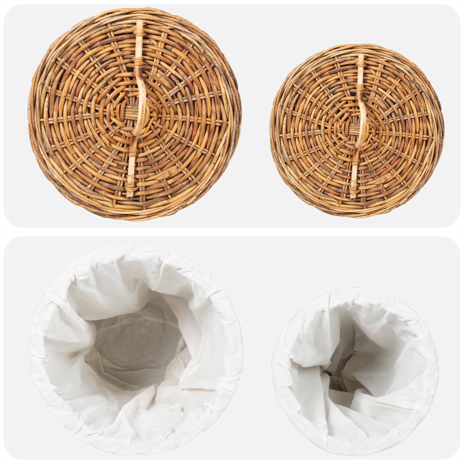 Wäschekorb mit Deckel 2 pcs Natürliches Grau Kubu Rattan