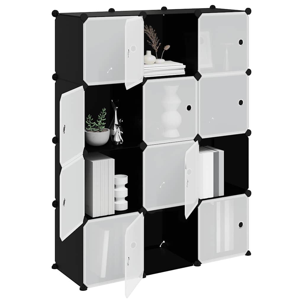 Regalsystem mit 12 Würfeln Schwarz PP
