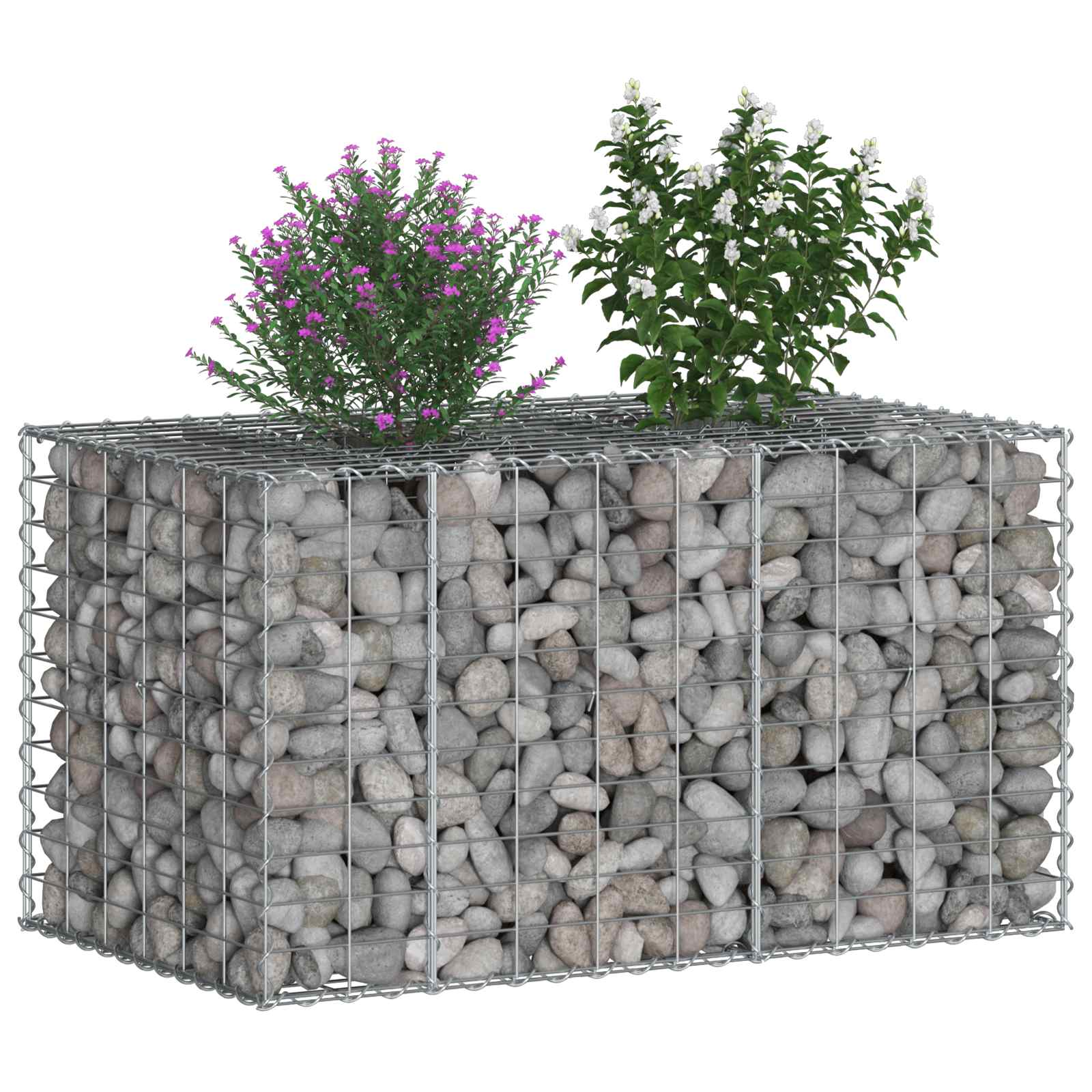 Gabionen Hochbeet 2 pcs Silber 260 x 60 x 55 cm