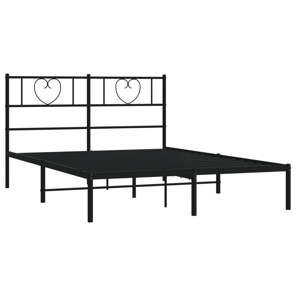 Bettgestell mit Kopfteil Metall Schwarz 100x190 cm
