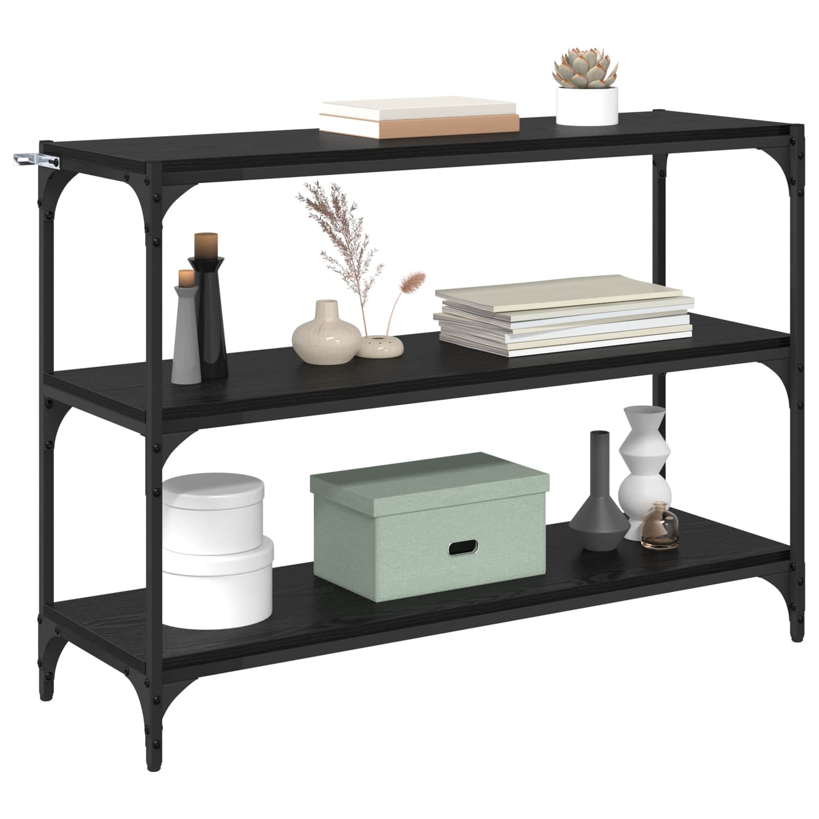 Bücherregal Schwarz 40x33x70,5 cm Holzwerkstoff und Stahl