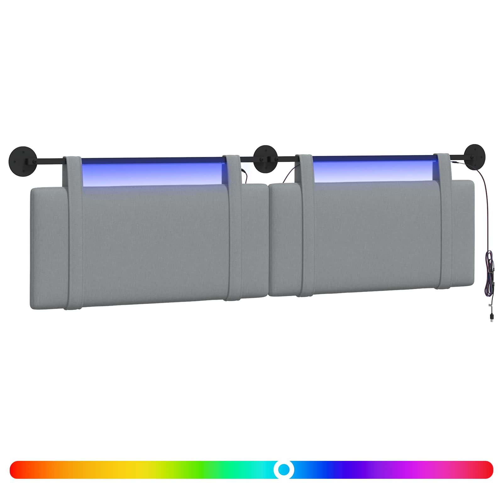 Hängendes Kopfteil Mit LED Licht Wolkengrau Stoff
