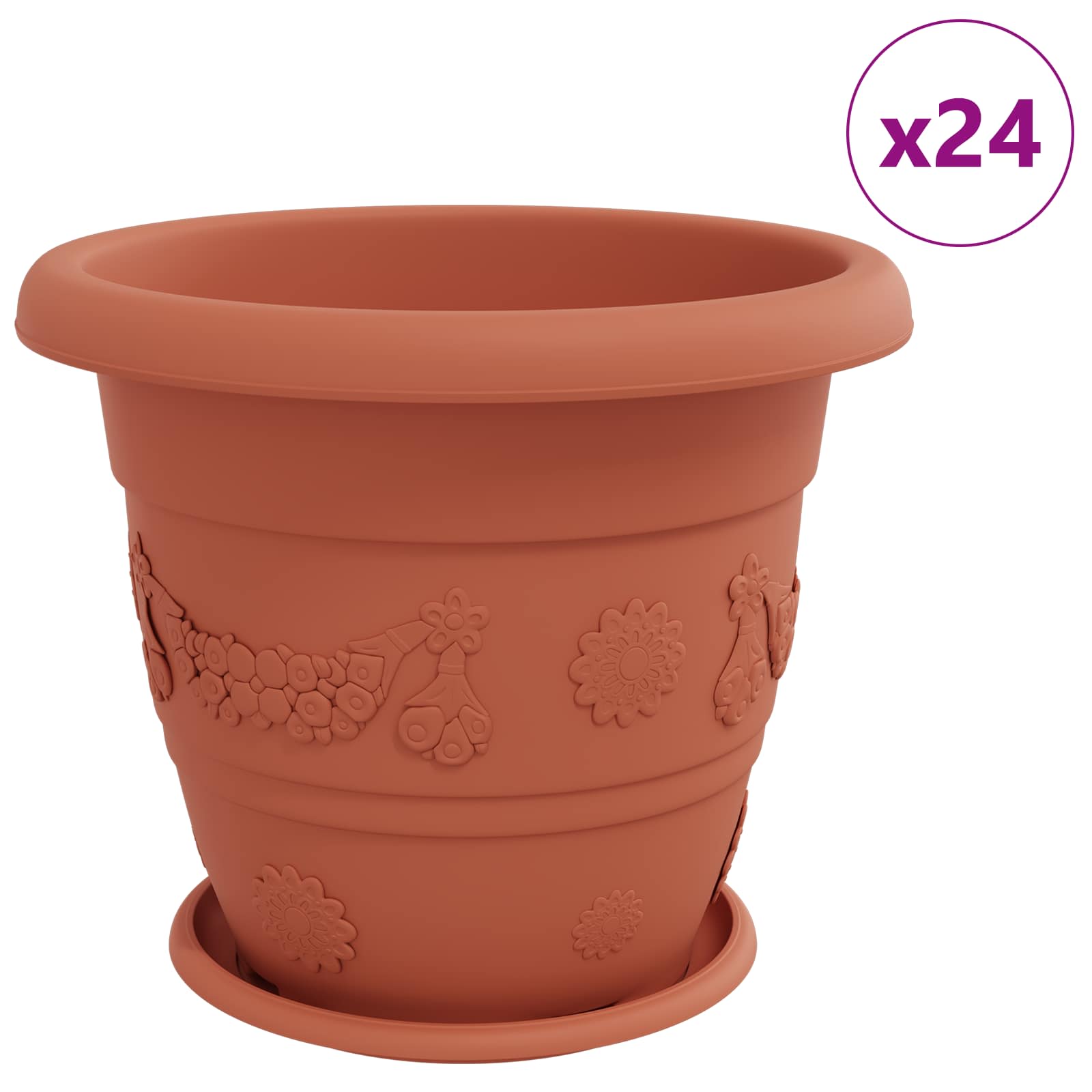 Blumentöpfe 6 pcs Ziegelrot Ø 22 x 18 cm Kunststoff