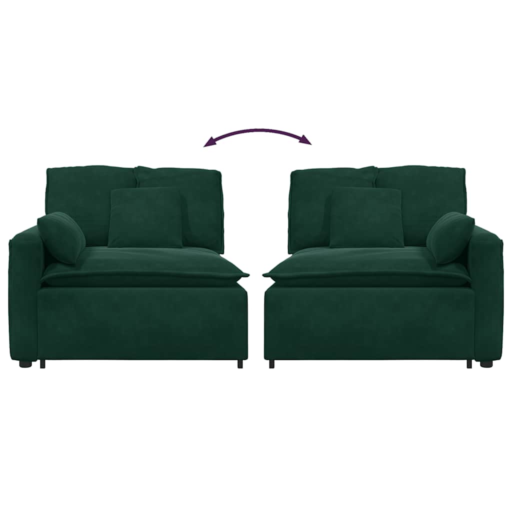 Modulares Sofa Endmodul mit Armlehne Kissen Blau 100 cm