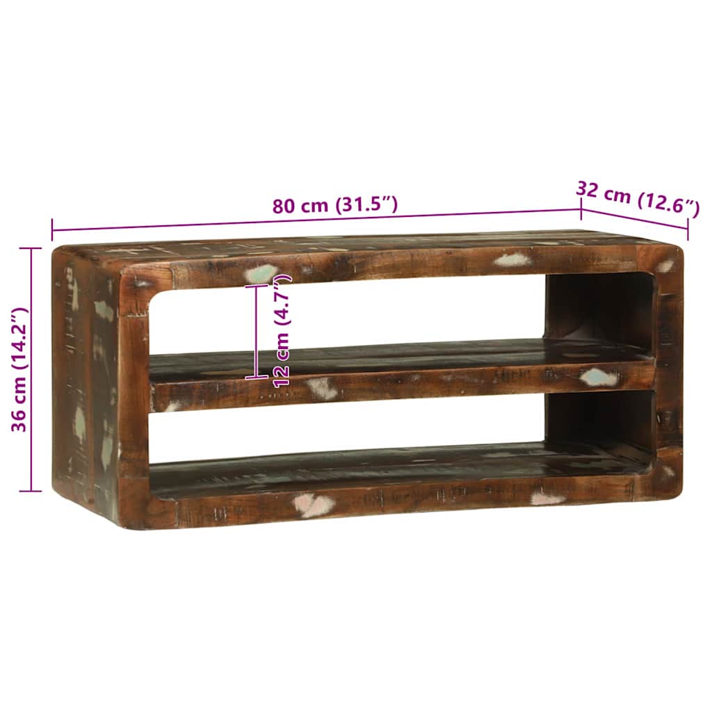 TV-Schränk mit Regal Braun 60 x 32 x 36 cm Massivholz Mango