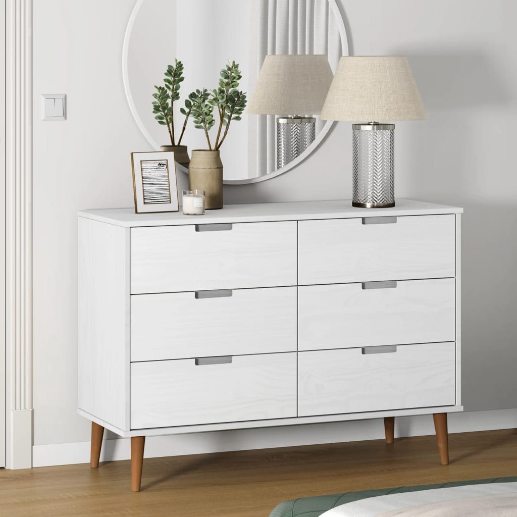 Schubladenschrank MOLDE Braun 113x40x80 cm Massivholz Kiefer