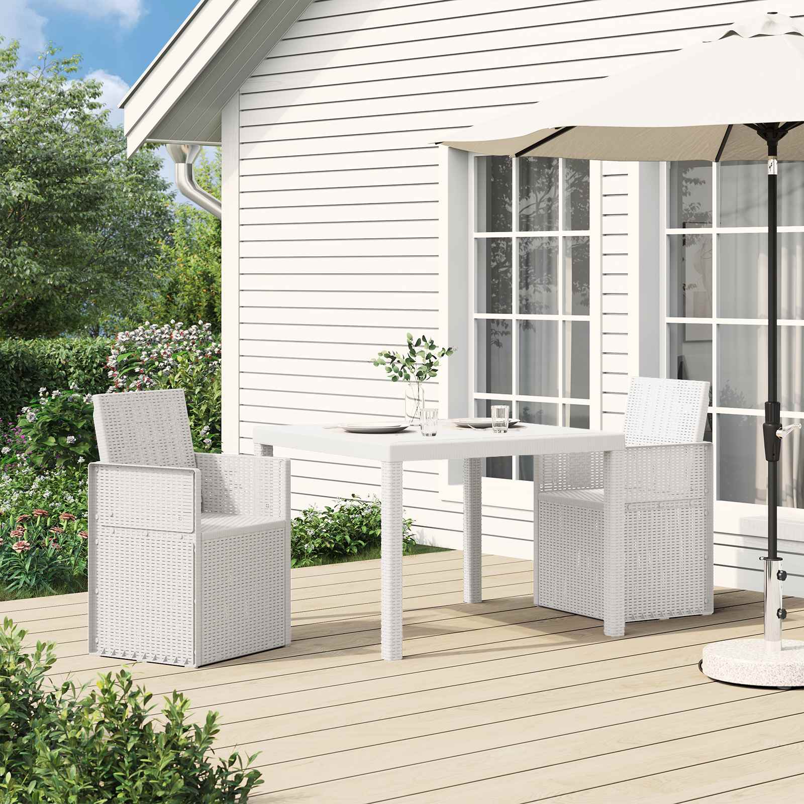 Garten Esszimmerstühle 2 pcs Weiß und Hellgrau PP