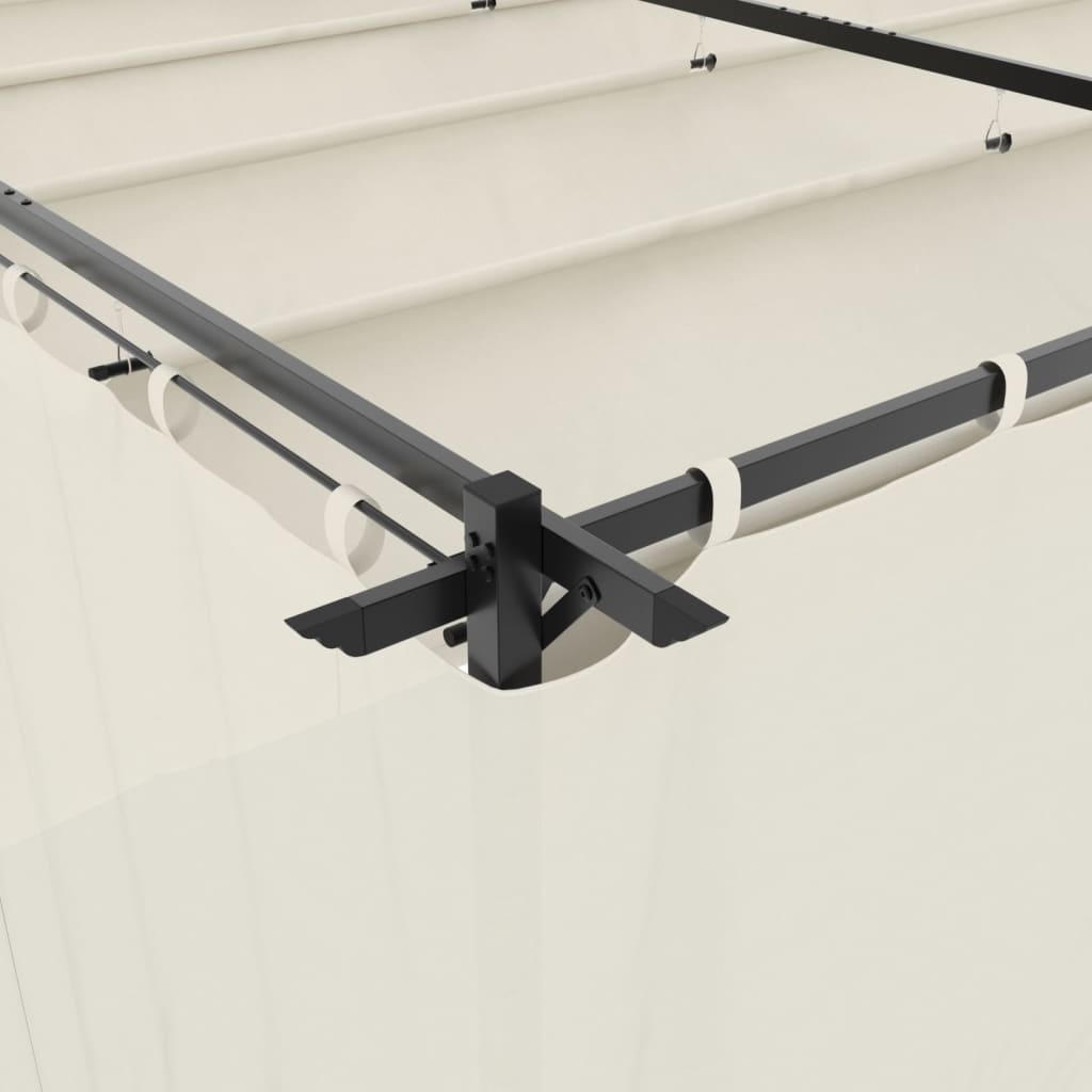 Pavillon mit Vorhängen Creme 3x3 m Stahl