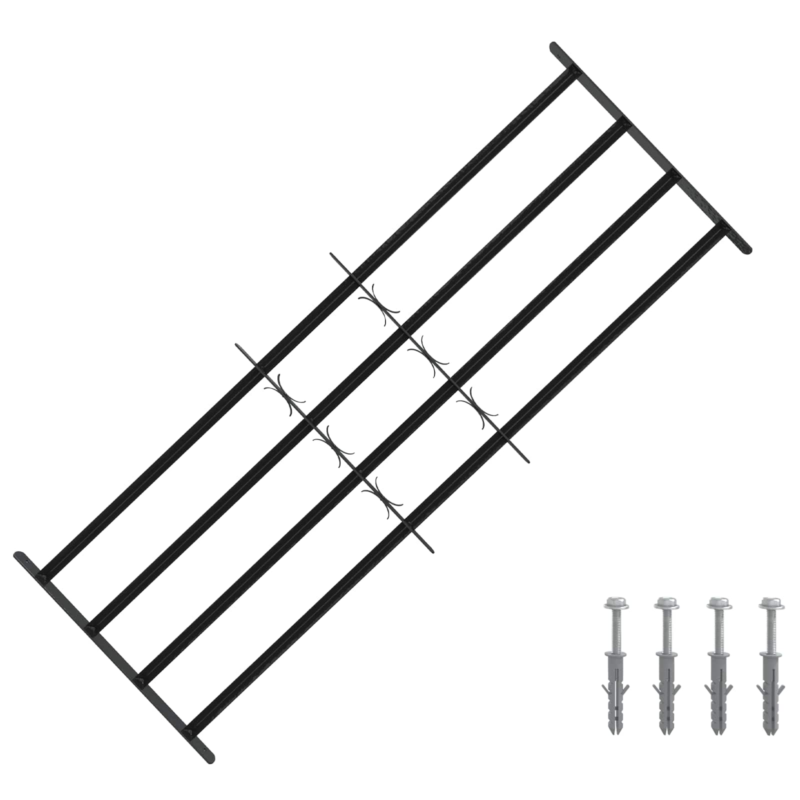 Fenstergitter 76 x 30 cm Pulverbeschichteter Stahl Schwarz