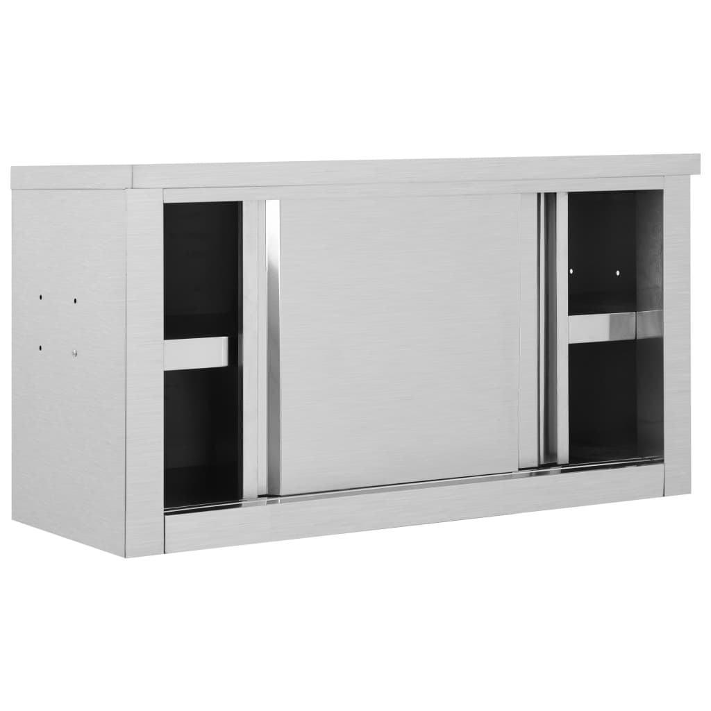 Wandhängeschrank mit Schiebetüren 150×40×50 cm Edelstahl