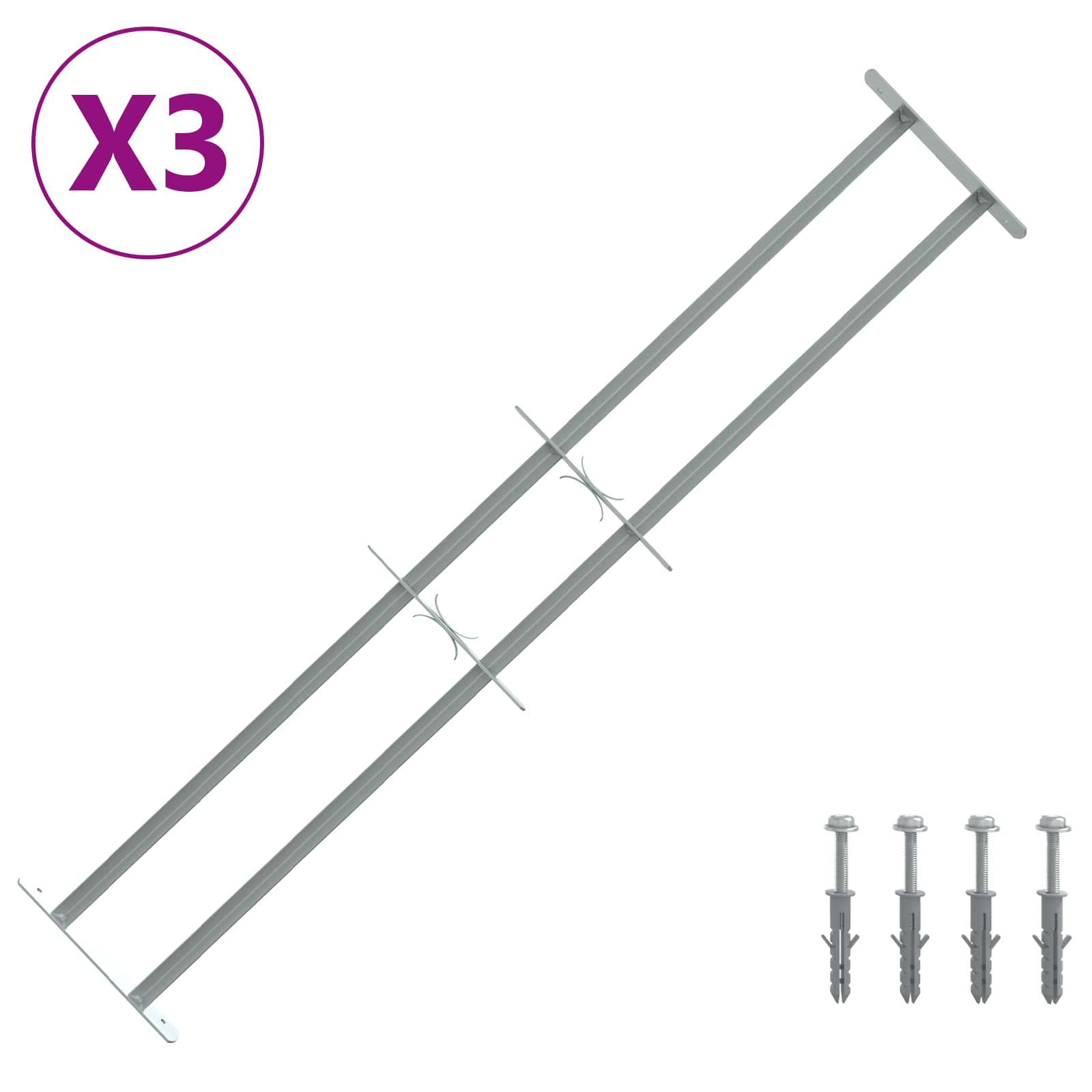 Fenstergitter Verstellbar mit 3 Querstäben 500-650 mm