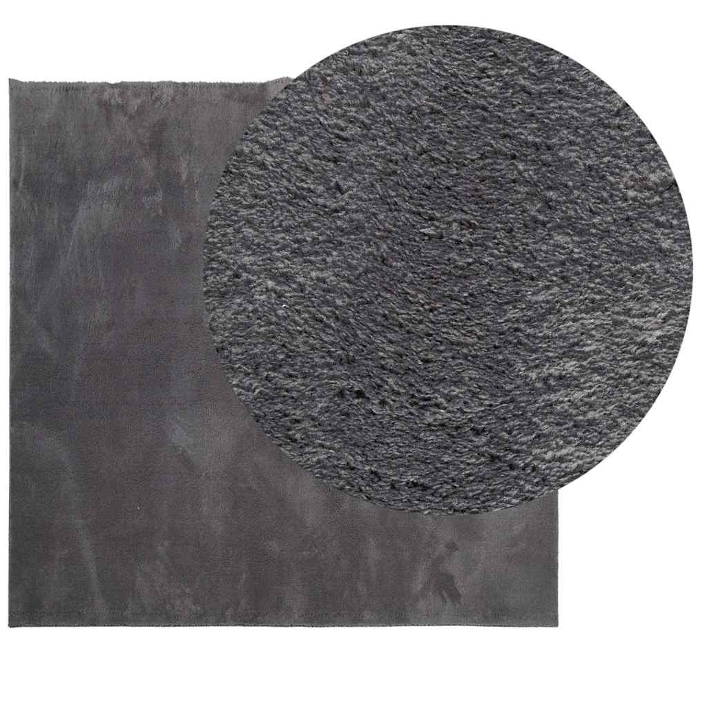 Teppich HUARTE Kurzflor Weich und Waschbar Anthrazit 60x110 cm