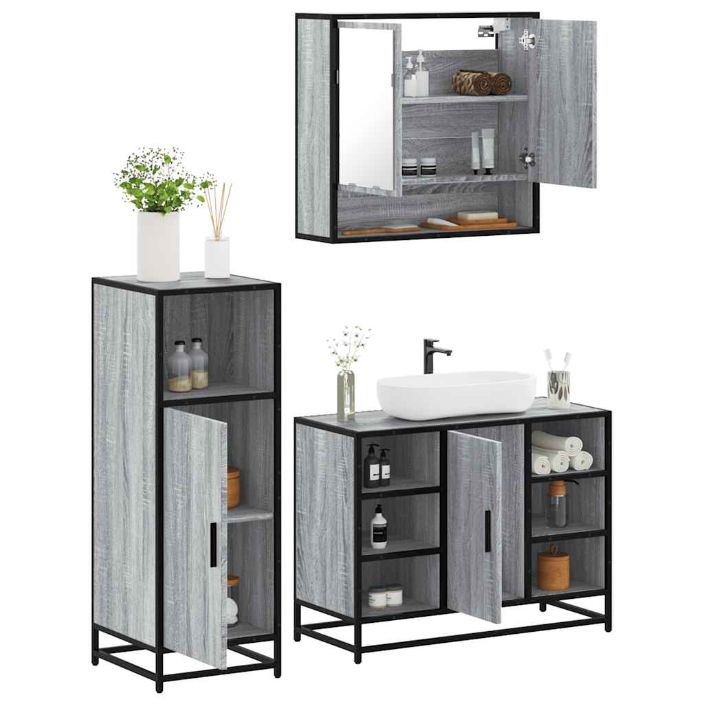 3-tlg. Badmöbel-Set Sonoma-Eiche Holzwerkstoff