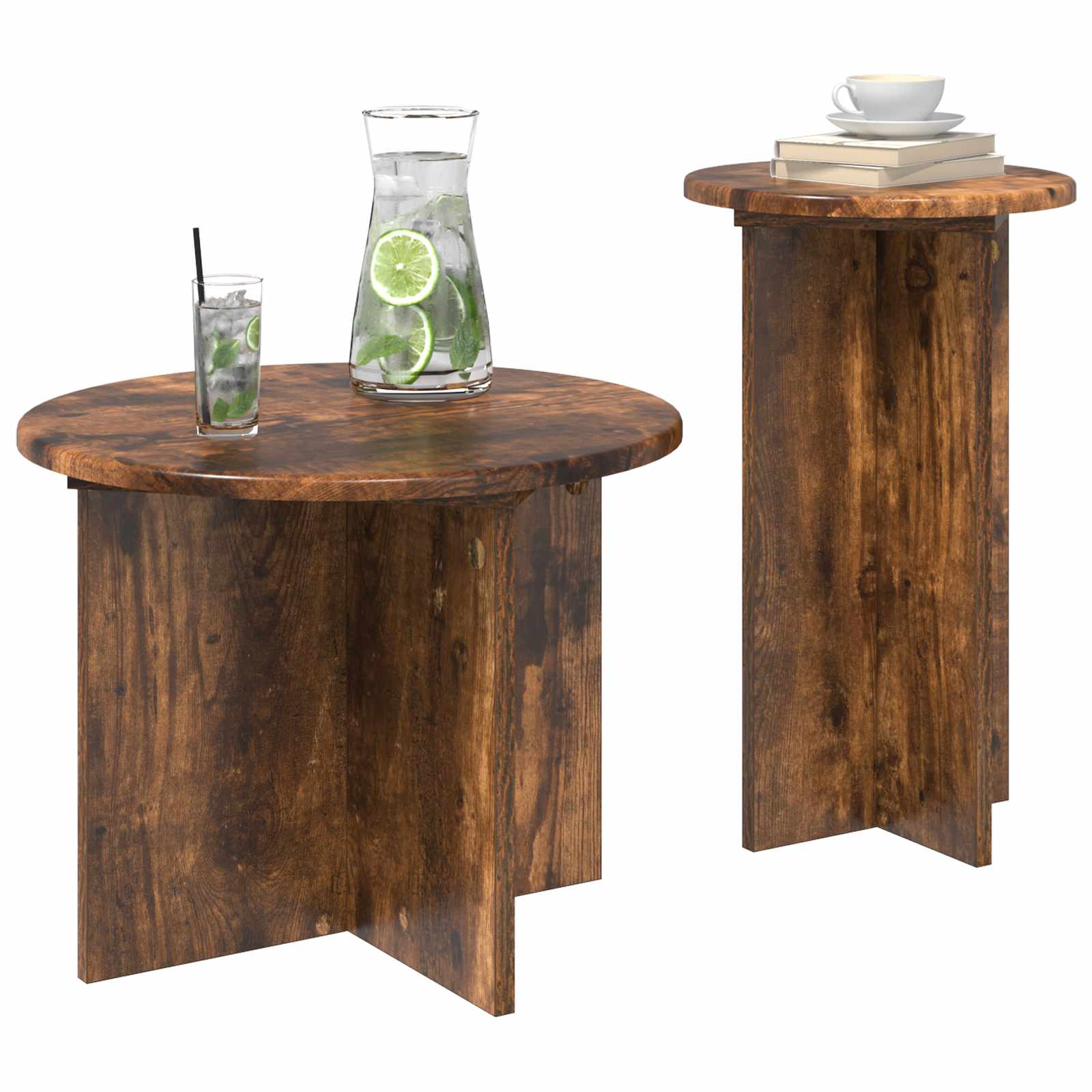 Beistelltisch-Set mit Speicher 2 pcs Weiß Holzwerkstoff