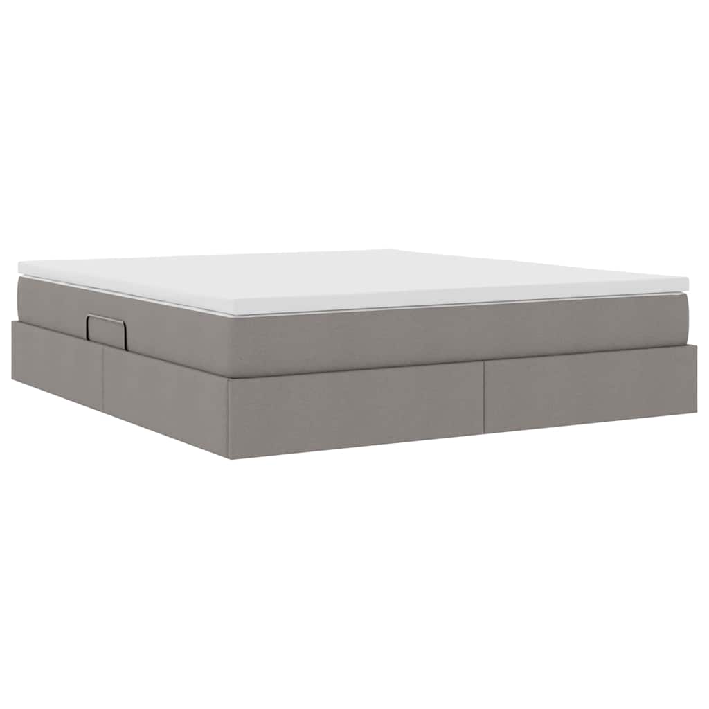 Aufbewahrungsbett mit Matratze Hellgrau 90 x 190 cm Polyester