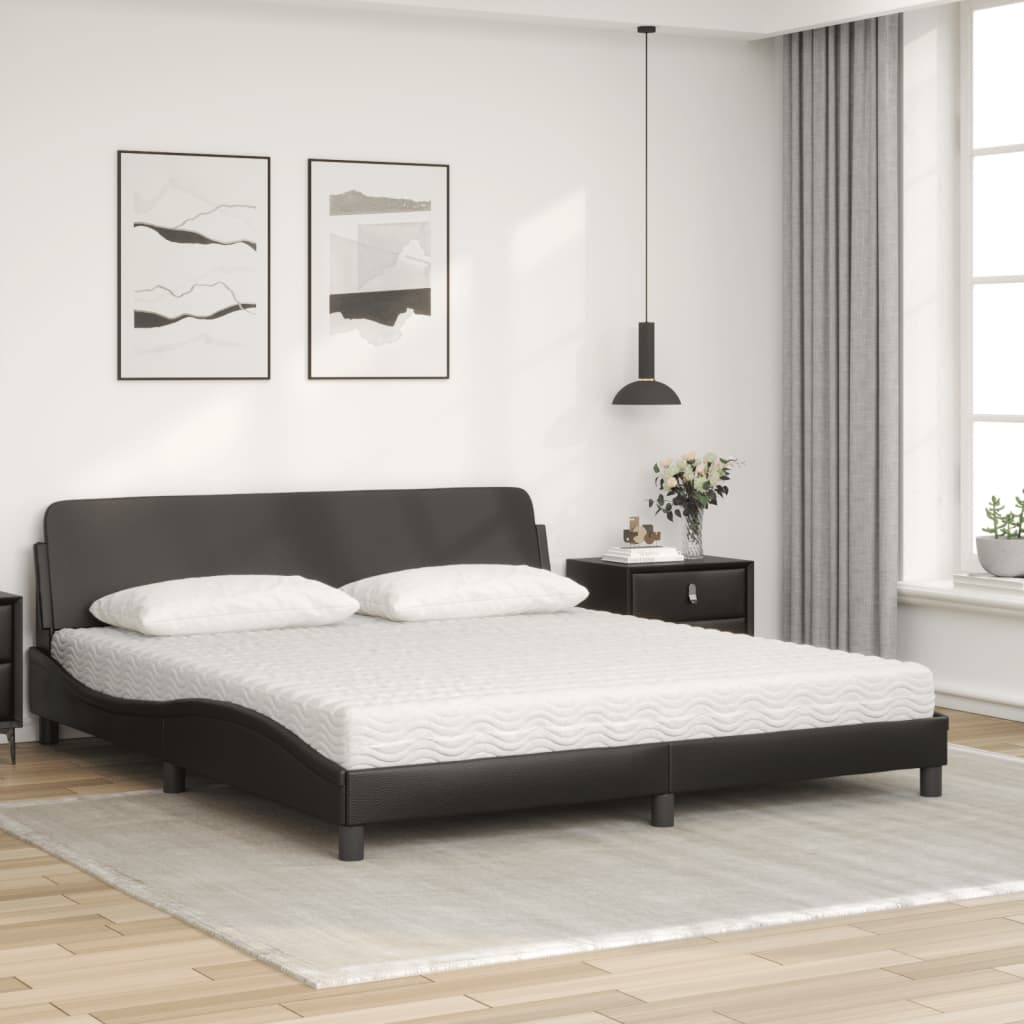 Bett mit Matratze "Dover" Schwarz 80x200 cm Kunstleder