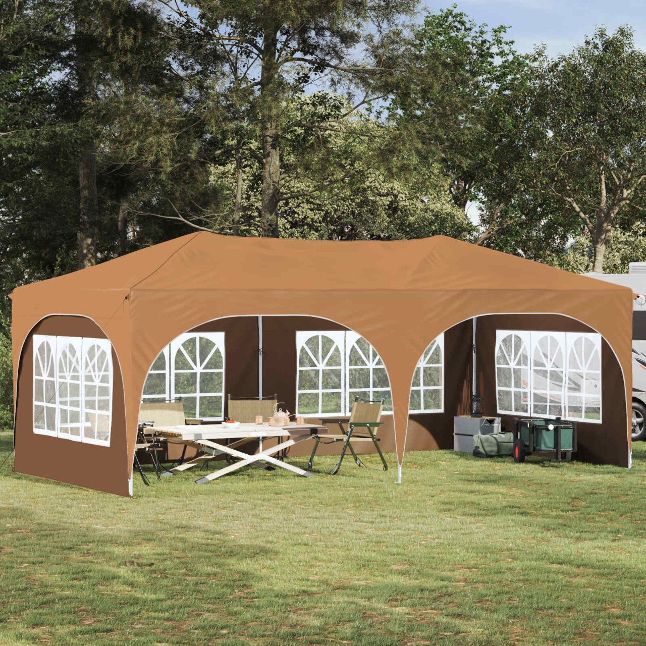Pop-up Partyzelt 575 x 288 x 245 cm Creme Oxford-Stoff
